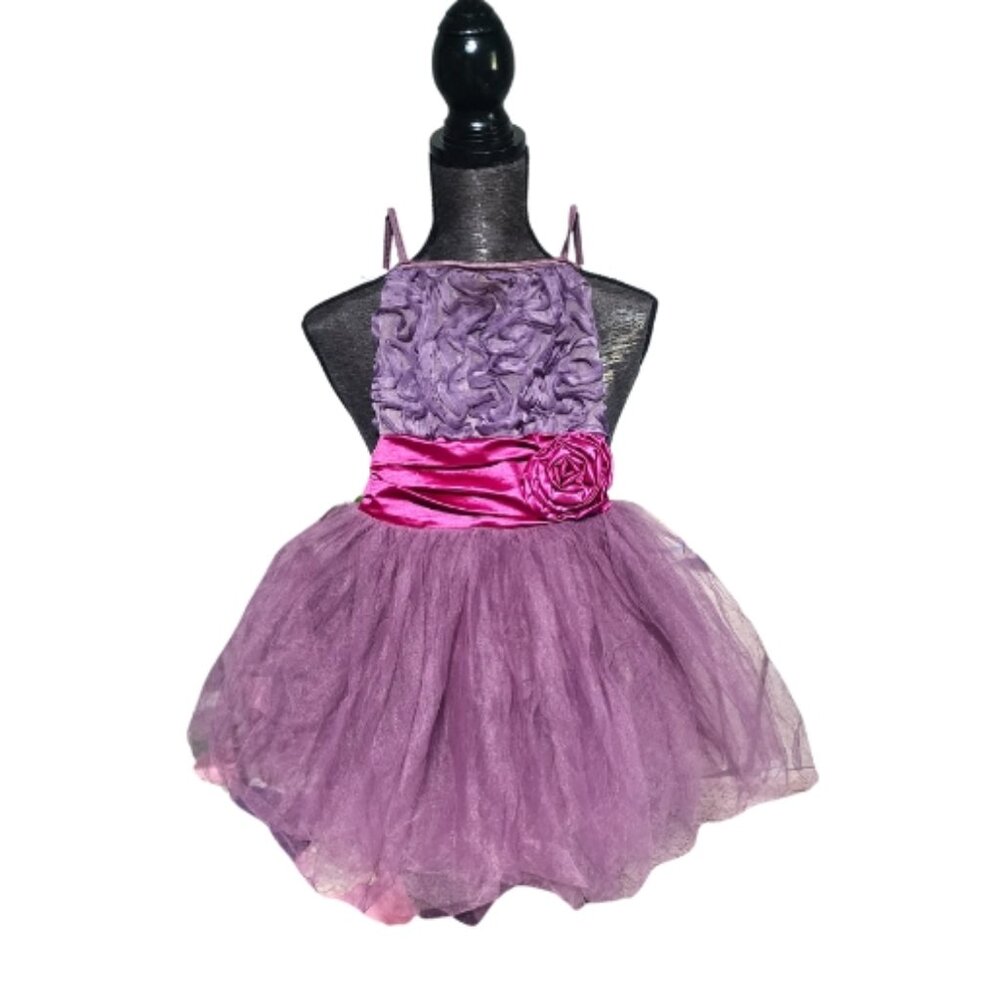 Weissman Purple Lyrical Dance Purple Sz Medium Child Rosette Bodice Tulle Skirt